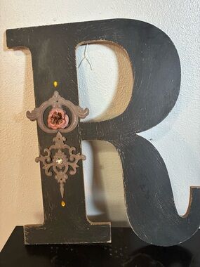 Decorative Black Wooden Letter R Wall Accent
